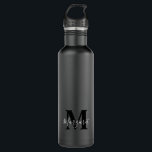 Elegantes Schwarz-Weiß-Monogramm Edelstahlflasche<br><div class="desc">Elegante Schwarz-Weiß-Monogramm Edelstahlflasche</div>