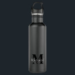 Elegantes Schwarz-Weiß-Monogramm Edelstahlflasche<br><div class="desc">Elegante Schwarz-Weiß-Monogramm Edelstahlflasche</div>