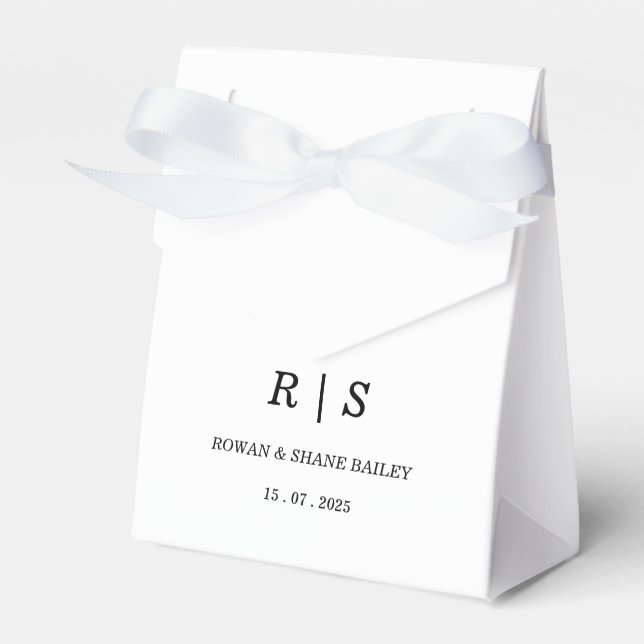 Elegantes Schwarz-Weiß-Monogramm-Gastgeschenk Hoch Geschenkschachtel (Vorderseite)