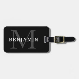 Elegantes Schwarz-Weiß-Monogramm Gepäckanhänger