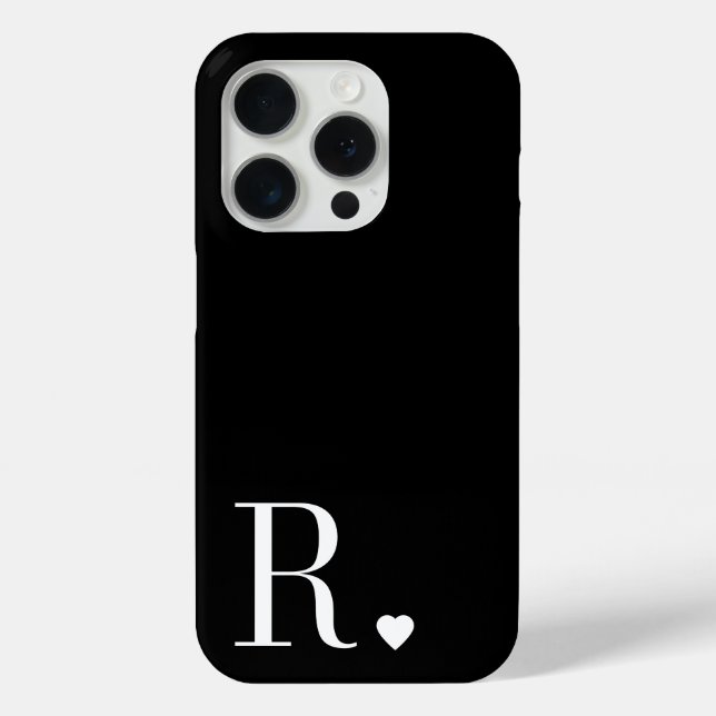 Elegantes Schwarz-Weiß-Monogramm-Initial Case-Mate iPhone Hülle (Rückseite)