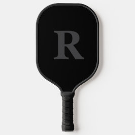 Elegantes Schwarz-Weiß-Monogramm-Initial Pickleball Schläger