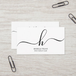 Elegantes Schwarz-Weiß-Monogramm Initial-Schriftna Visitenkarte