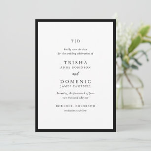 Elegantes Schwarz-Weiß-Monogramm Moderne Hochzeit Save The Date