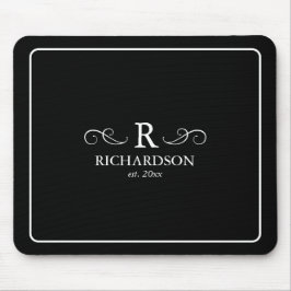 Elegantes Schwarz-Weiß-Monogramm-Mousepad Mousepad