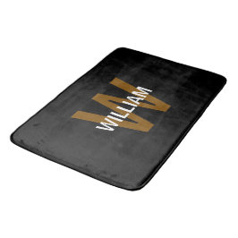 Elegantes Schwarz-Weiß-Monogramm Name Badematte
