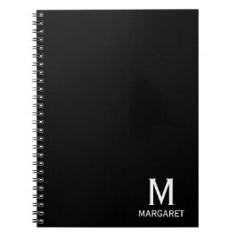Elegantes Schwarz-Weiß-Monogramm-Name  Notizblock