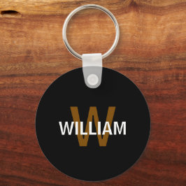 Elegantes Schwarz-Weiß-Monogramm Name Schlüsselanhänger