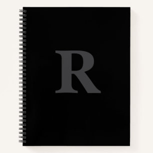 Elegantes Schwarz-Weiß-Monogramm Notizbuch