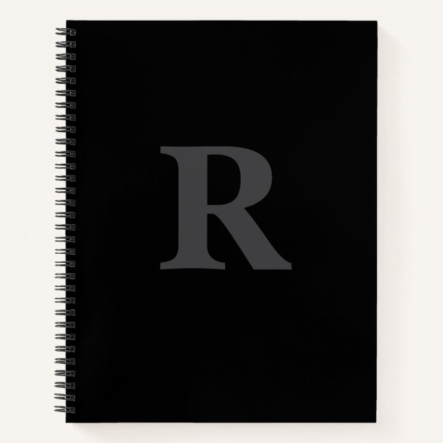 Elegantes Schwarz-Weiß-Monogramm  Notizbuch (Vorderseite)