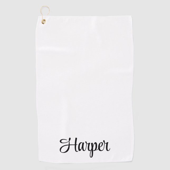 Elegantes Schwarz-Weiß-Monogramm-Professionell  Golfhandtuch (Vorderseite)