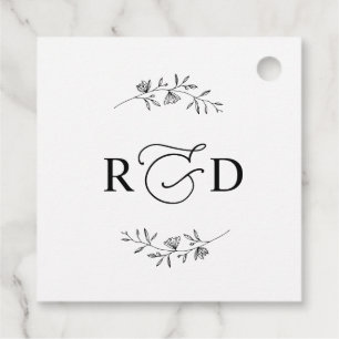 Elegantes Schwarz-Weiß Monogramm Vielen Dank Geschenkanhänger