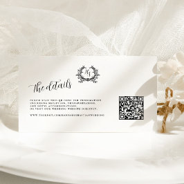 Elegantes Schwarz/Weiß-Monogramm-Wappen QR-Code Ho Begleitkarte