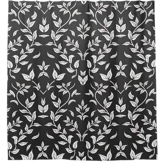 Elegantes Schwarz-Weiß-Muster Duschvorhang (Vorderseite)