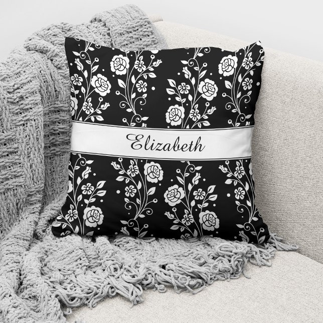 Elegantes Schwarz-Weiß-Muster Kissen (Von Creator hochgeladen)