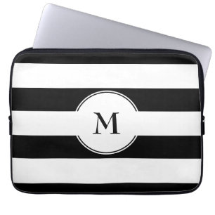 Elegantes Schwarz-Weiß-Muster Laptopschutzhülle