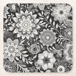 Elegantes Schwarz-Weiß-Muster Rechteckiger Pappuntersetzer