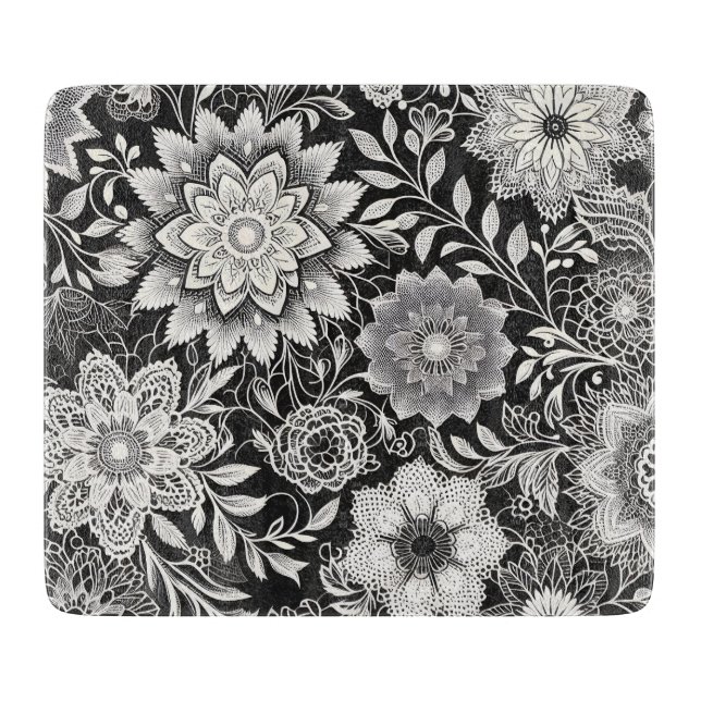 Elegantes Schwarz-Weiß-Muster Schneidebrett (Vorderseite)