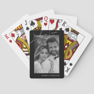 Elegantes Schwarz-Weiß-Paar-Fotodeck Spielkarten