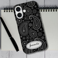 Elegantes Schwarz-Weiß-Paisley – Retro-Ost
