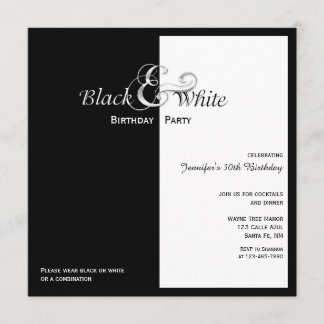 Elegantes Schwarz-Weiß-Party Einladung