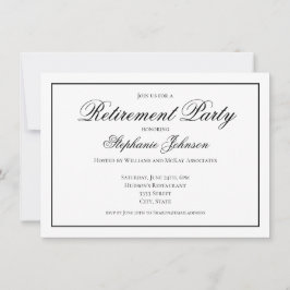 Elegantes Schwarz-Weiß-Party im Ruhestand Einladung