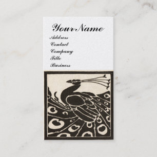 ELEGANTES SCHWARZ WEIß PFauen-MONOGRAMM Luxusperle Visitenkarte