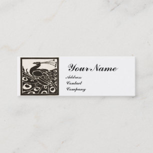 ELEGANTES SCHWARZ-WEIß-PFauen-MONOGRAMM Mini Visitenkarte