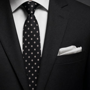Elegantes Schwarz-Weiß-Polka-Punkt-Jacquard nahtlo Krawatte