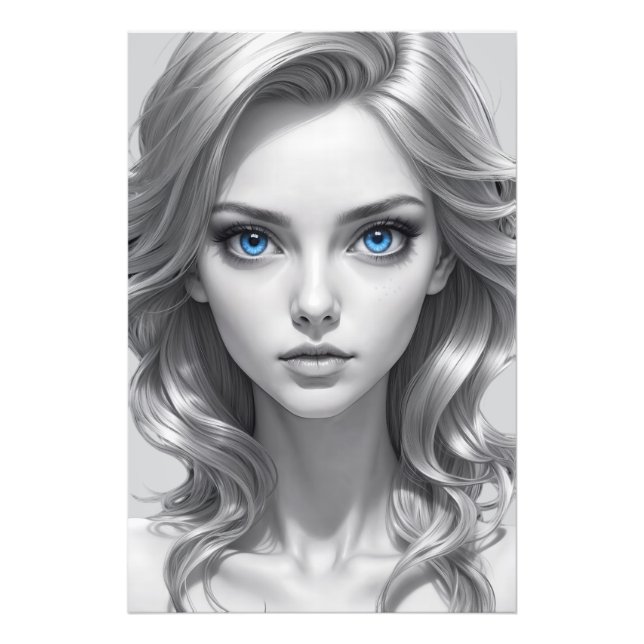 Elegantes Schwarz-Weiß-Portrait Kunst, Dichtung un Fotodruck (Vorne)