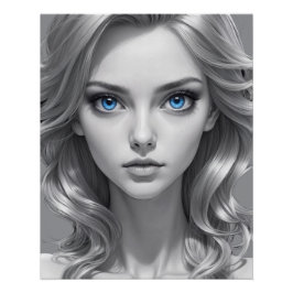 Elegantes Schwarz-Weiß-Portrait Kunst, Dichtung un Poster