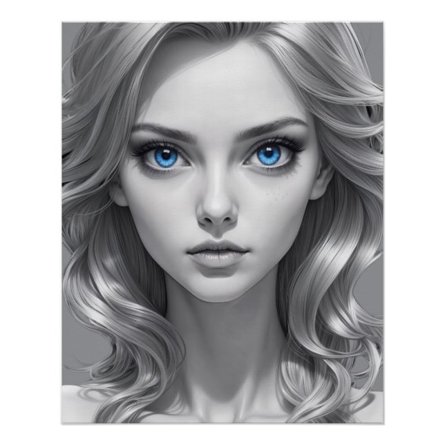 Elegantes Schwarz-Weiß-Portrait Kunst, Dichtung un Poster (Vorderseite)