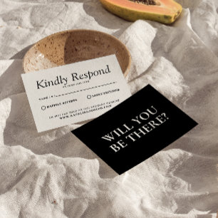 Elegantes Schwarz-Weiß Retro Vintage Einzigartige  RSVP Karte