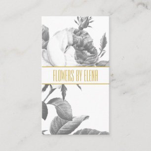 Elegantes Schwarz-Weiß-Rosa-Blume-Chic Visitenkarte