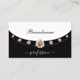 Elegantes Schwarz-Weiß-Rose-Gold mit Monogramm Visitenkarte