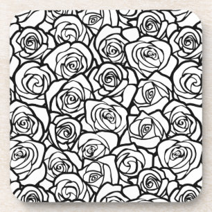 Elegantes Schwarz-Weiß-Rosen Chic floraler Muster Untersetzer