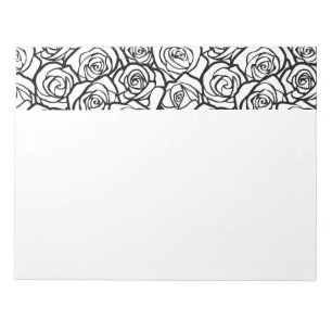 Elegantes Schwarz-Weiß-Rosen Chic Floralmuster Notizblock