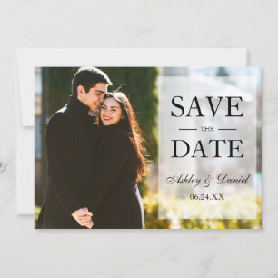 Elegantes Schwarz-Weiß-Save the Date-Overlay-Foto Save The Date