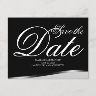 Elegantes Schwarz/Weiß Save the Date Postkarte