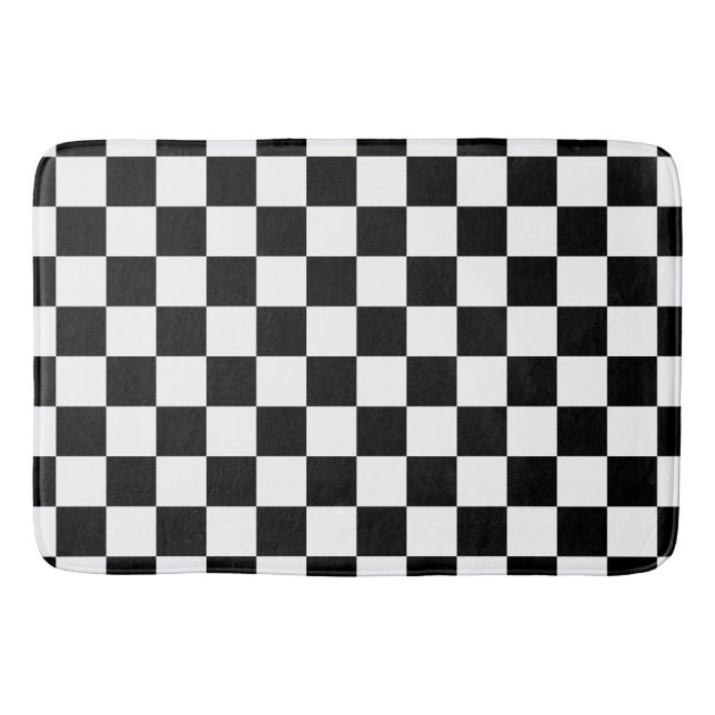 Elegantes Schwarz-Weiß-Schachbrettmuster  Badematte (Vorderseite)