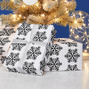 Elegantes Schwarz-Weiß-Schneeflottpapier Geschenkpapier