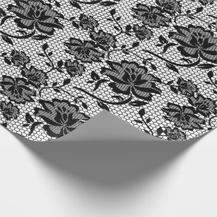 Elegantes Schwarz-Weiß-Schnürpapier Geschenkpapier