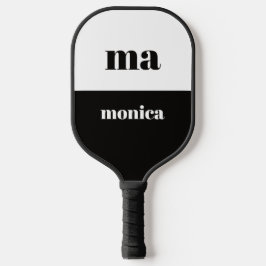 elegantes Schwarz-Weiß-Schrift-Monogramm Anfangsbu Pickleball Schläger