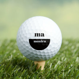 elegantes Schwarz-Weiß-Schrift-Monogramm-Initiale Golfball