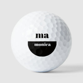 elegantes Schwarz-Weiß-Schrift-Monogramm-Initiale Golfball