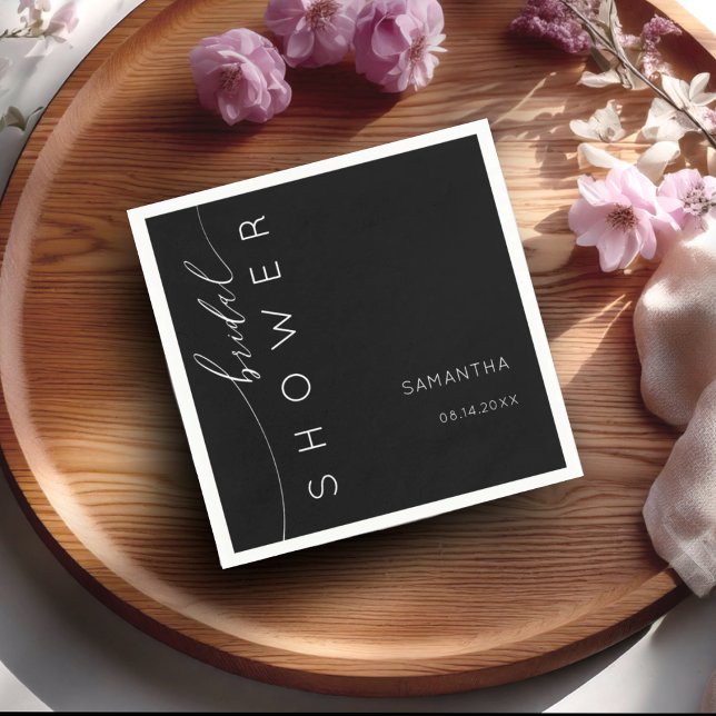 Elegantes Schwarz-Weiß-Script-Brautparty Serviette (Von Creator hochgeladen)