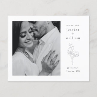 Elegantes Schwarz-Weiß-Script-Foto Save the Date