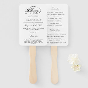 Elegantes Schwarz-Weiß-Script-Hochzeitsprogramm Fächer