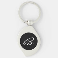 Elegantes Schwarz-Weiß-Script-Monogram-Silver
