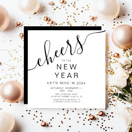 Elegantes Schwarz-Weiß-Silvester-Party Einladung